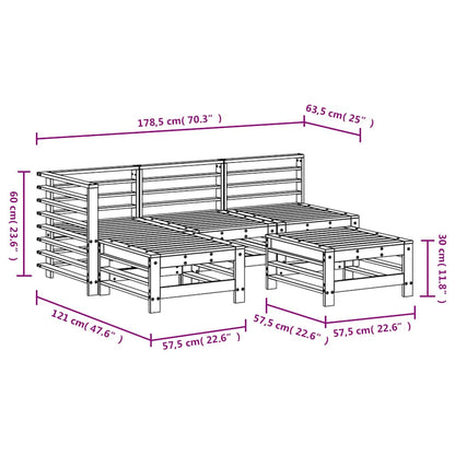 vidaXL 5-tlg. Garten-Lounge-Set Grau Massivholz Kiefer