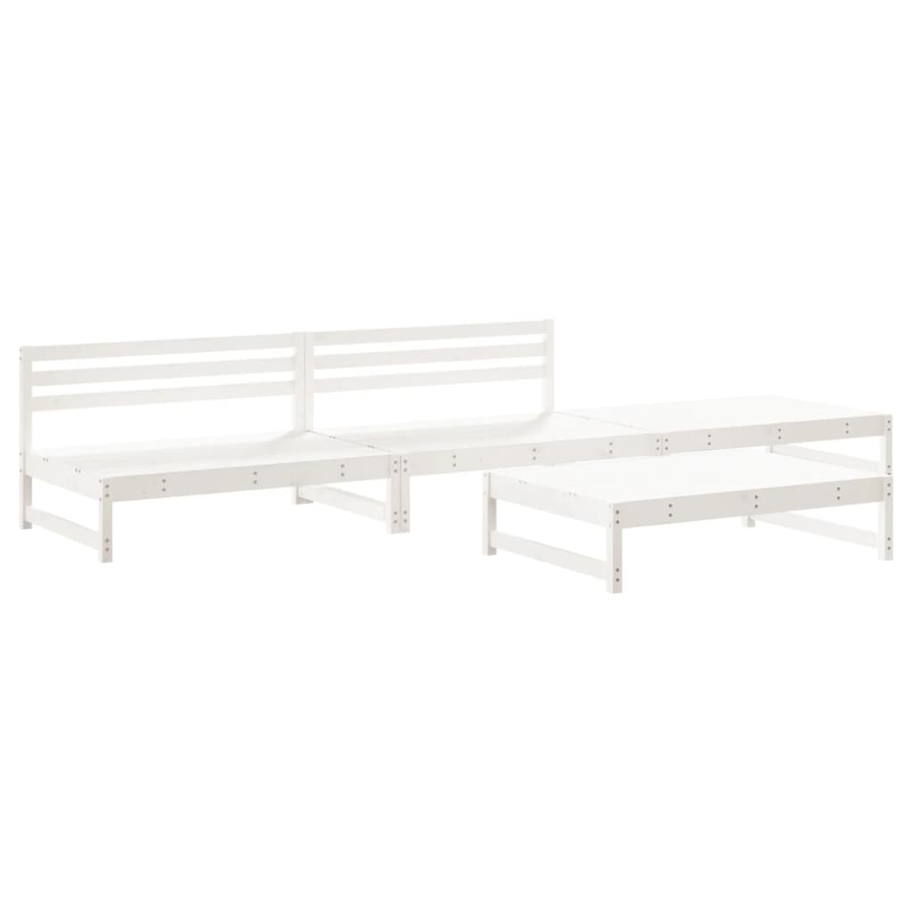vidaXL 4-tlg. Garten-Lounge-Set Weiß Massivholz Kiefer