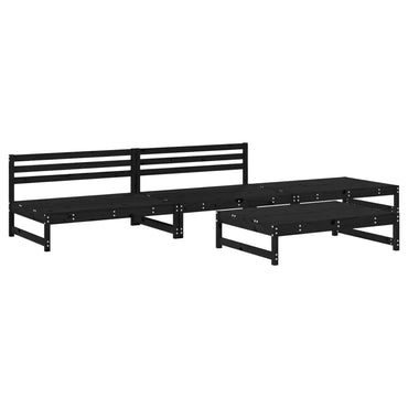 vidaXL Salon de jardin 4 pcs noir bois de pin massif