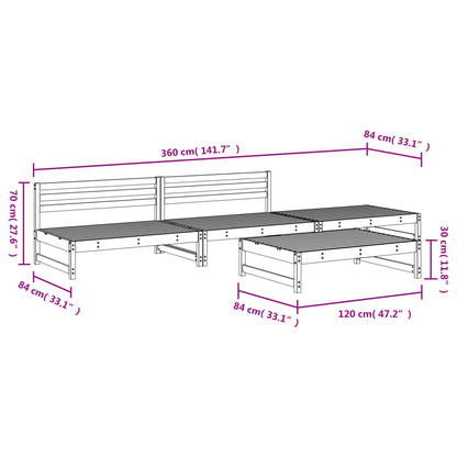 vidaXL Salon de jardin 4 pcs noir bois de pin massif