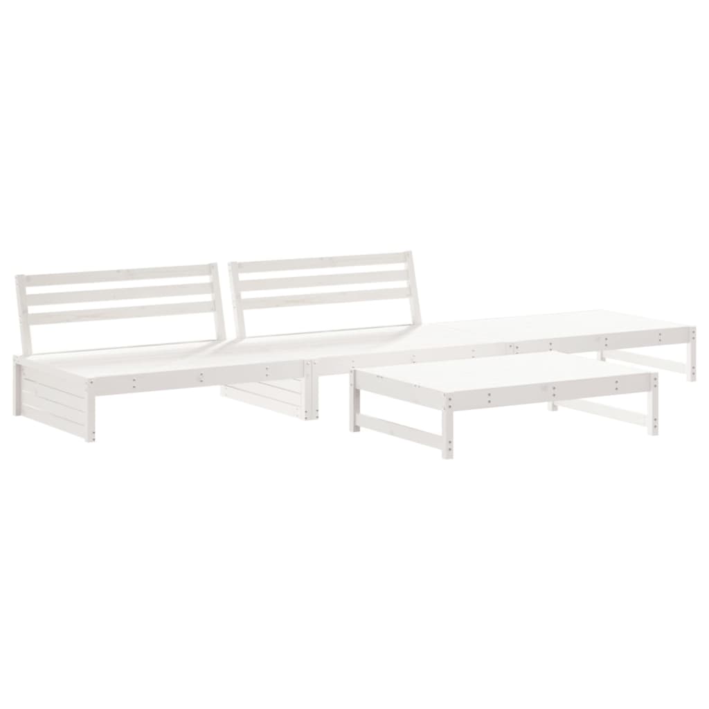 vidaXL Ensemble de mobilier de jardin 4 pcs Blanc Bois de pin massif