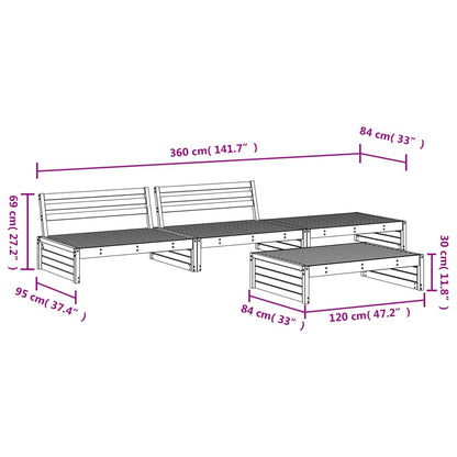vidaXL Ensemble de mobilier de jardin 4 pcs Blanc Bois de pin massif