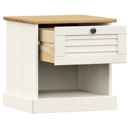 vidaXL Table de chevet VIGO blanche 42x35x42 cm en pin massif