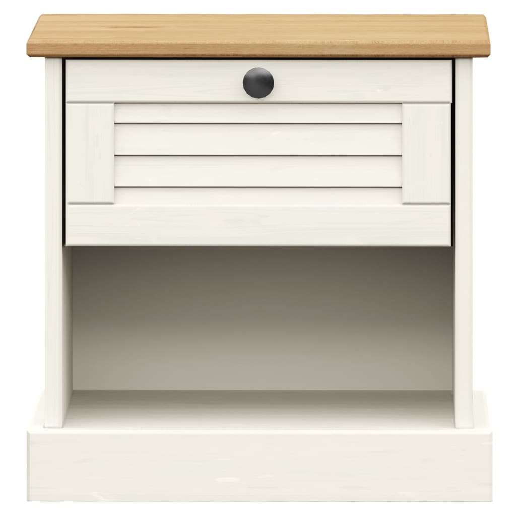 vidaXL Table de chevet VIGO blanche 42x35x42 cm en pin massif