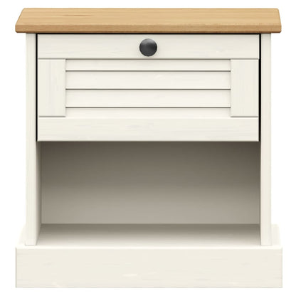 vidaXL Table de chevet VIGO blanche 42x35x42 cm en pin massif