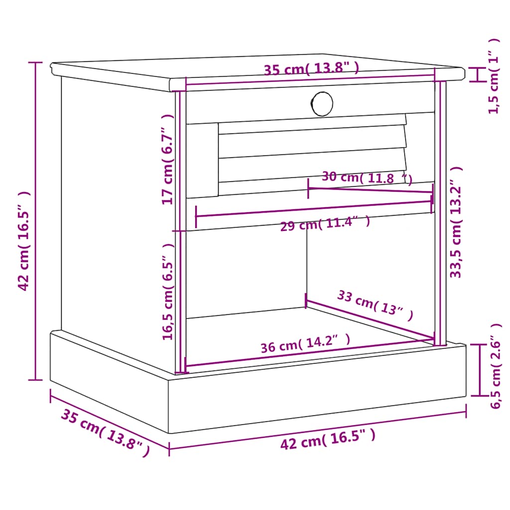 vidaXL Nachttisch VIGO Grau 42x35x42 cm Massivholz Kiefer