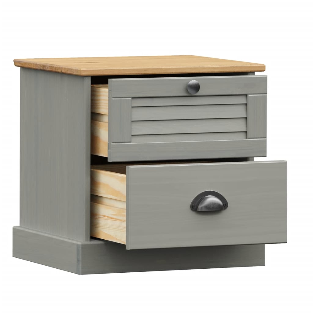 vidaXL Nachttisch VIGO Grau 42x35x42 cm Massivholz Kiefer