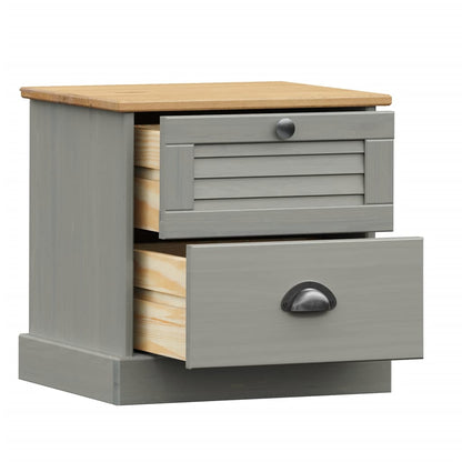 vidaXL Nachttisch VIGO Grau 42x35x42 cm Massivholz Kiefer