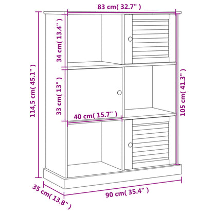 vidaXL Bücherregal VIGO Weiß 90x35x114,5 cm Massivholz Kiefer