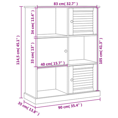 vidaXL Bücherregal VIGO Grau 90x35x114,5 cm Massivholz Kiefer