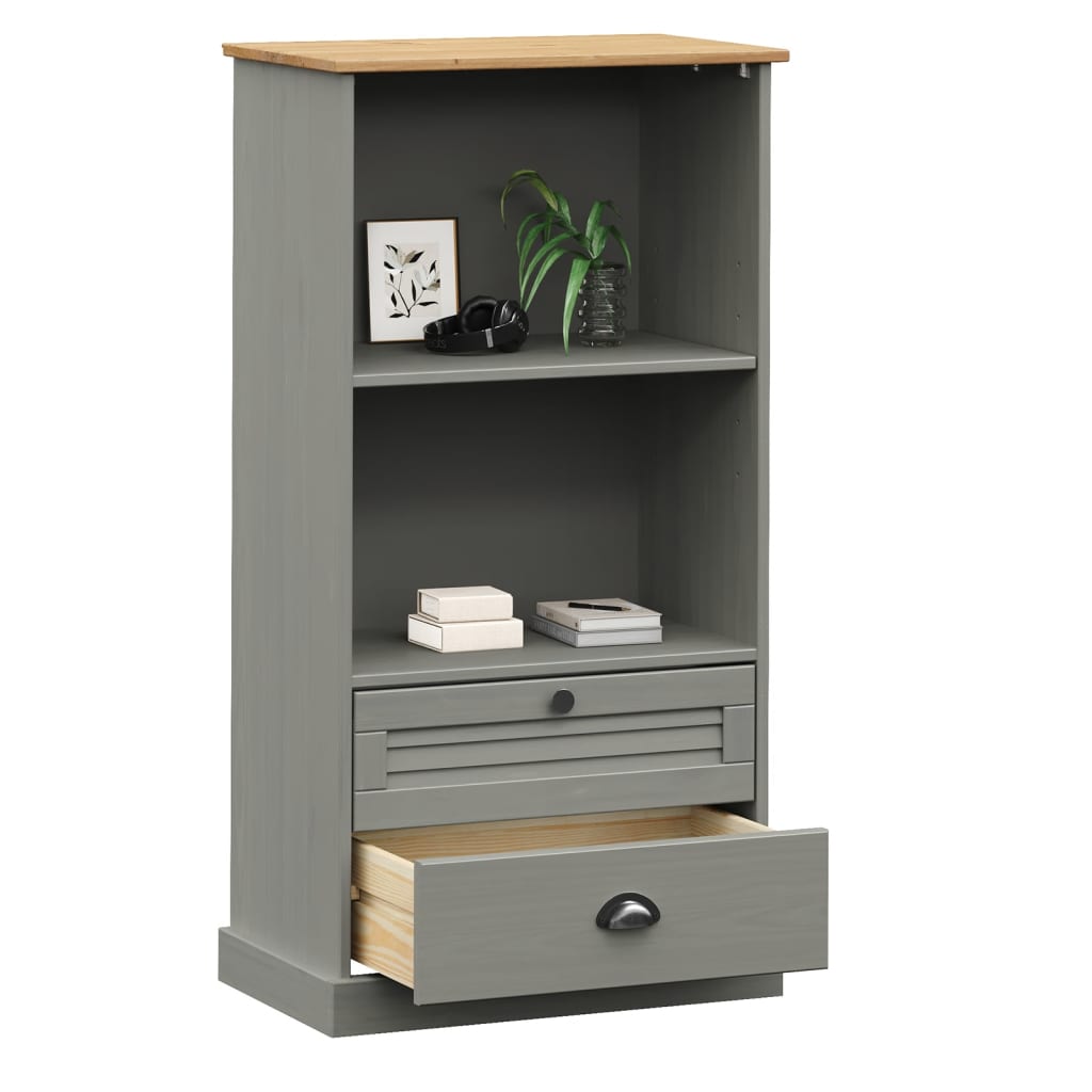 vidaXL Bücherregal VIGO Grau 60x35x114,5 cm Massivholz Kiefer