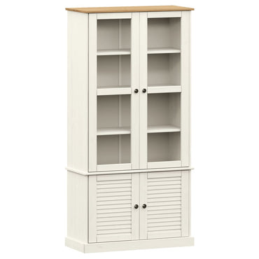 vidaXL Vitrine VIGO Weiß 85x35x170 cm Massivholz Kiefer