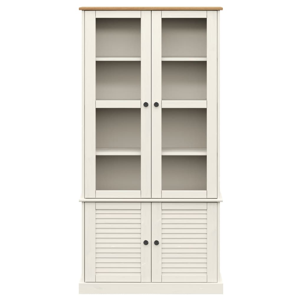 vidaXL Vitrine VIGO Weiß 85x35x170 cm Massivholz Kiefer