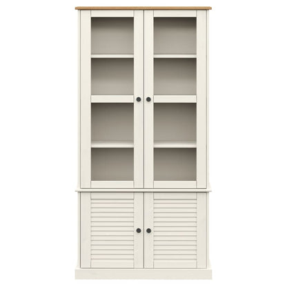 vidaXL Vitrine VIGO Weiß 85x35x170 cm Massivholz Kiefer