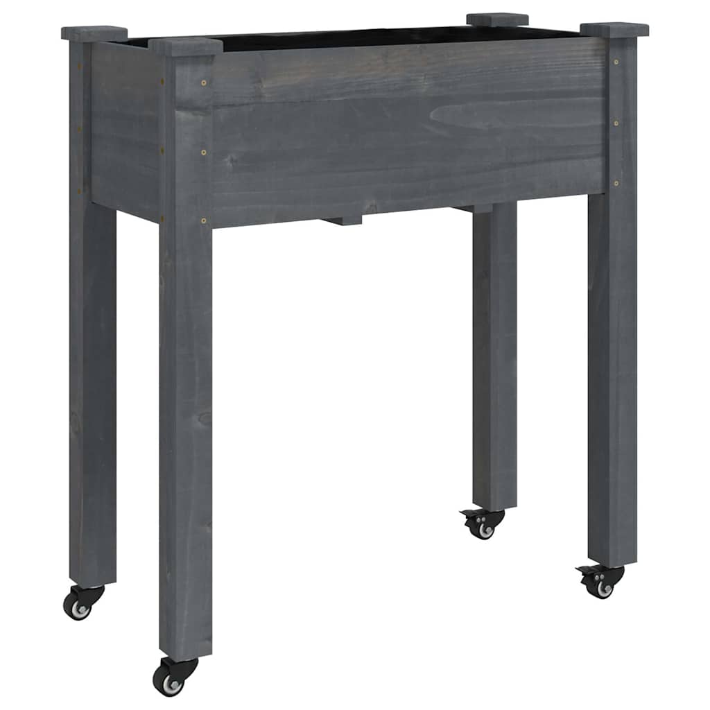 vidaXL Pflanzkübel mit Einsatz und Rollen Grau 71x37x80 cm Tannenholz