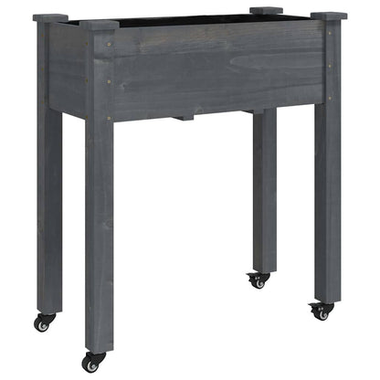 vidaXL Pflanzkübel mit Einsatz und Rollen Grau 71x37x80 cm Tannenholz