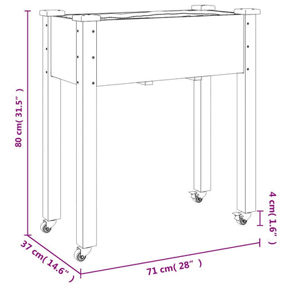 vidaXL Pflanzkübel mit Einsatz und Rollen Grau 71x37x80 cm Tannenholz