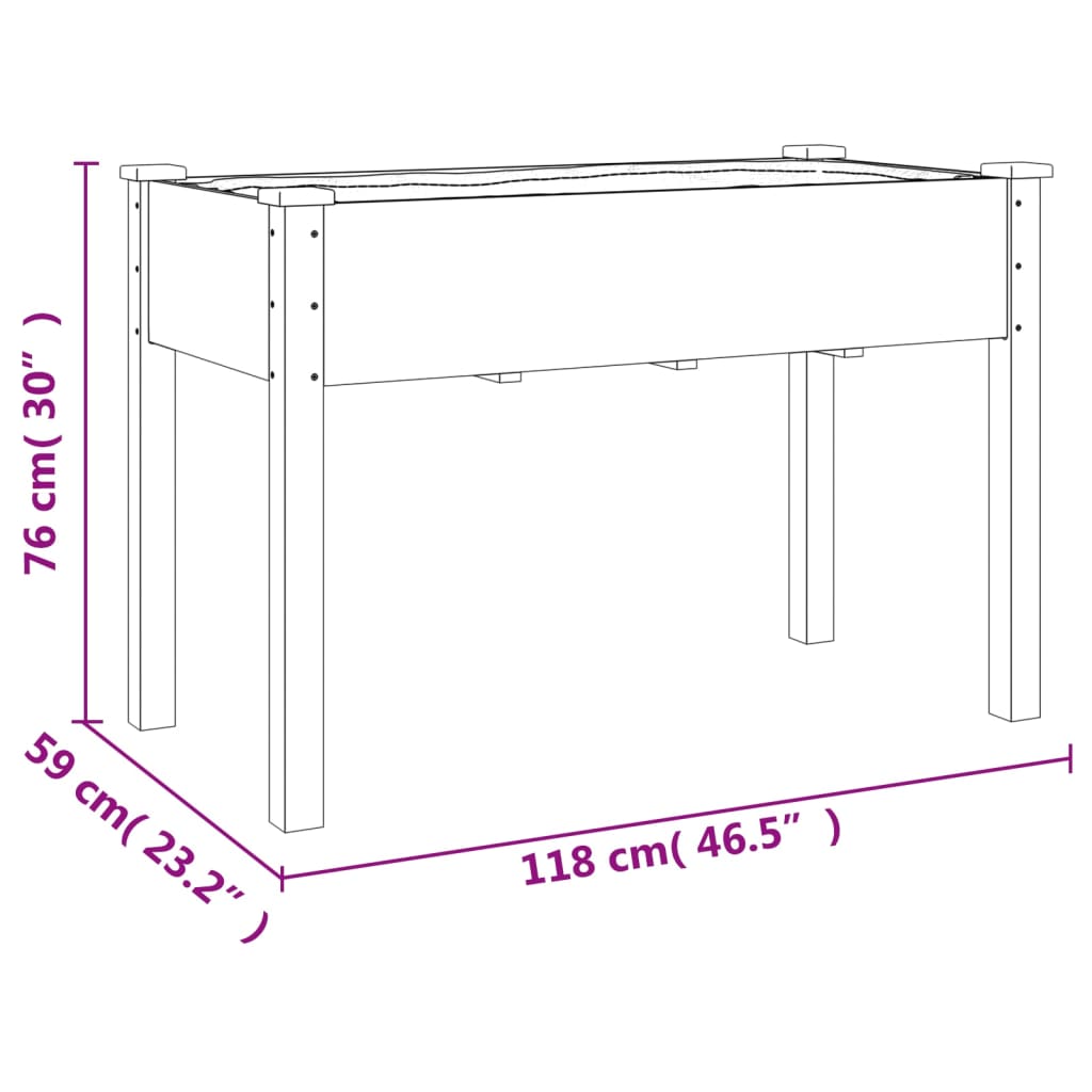 vidaXL Pflanzkübel mit Einsatz und Rollen 118x59x80cm Massivholz Tanne