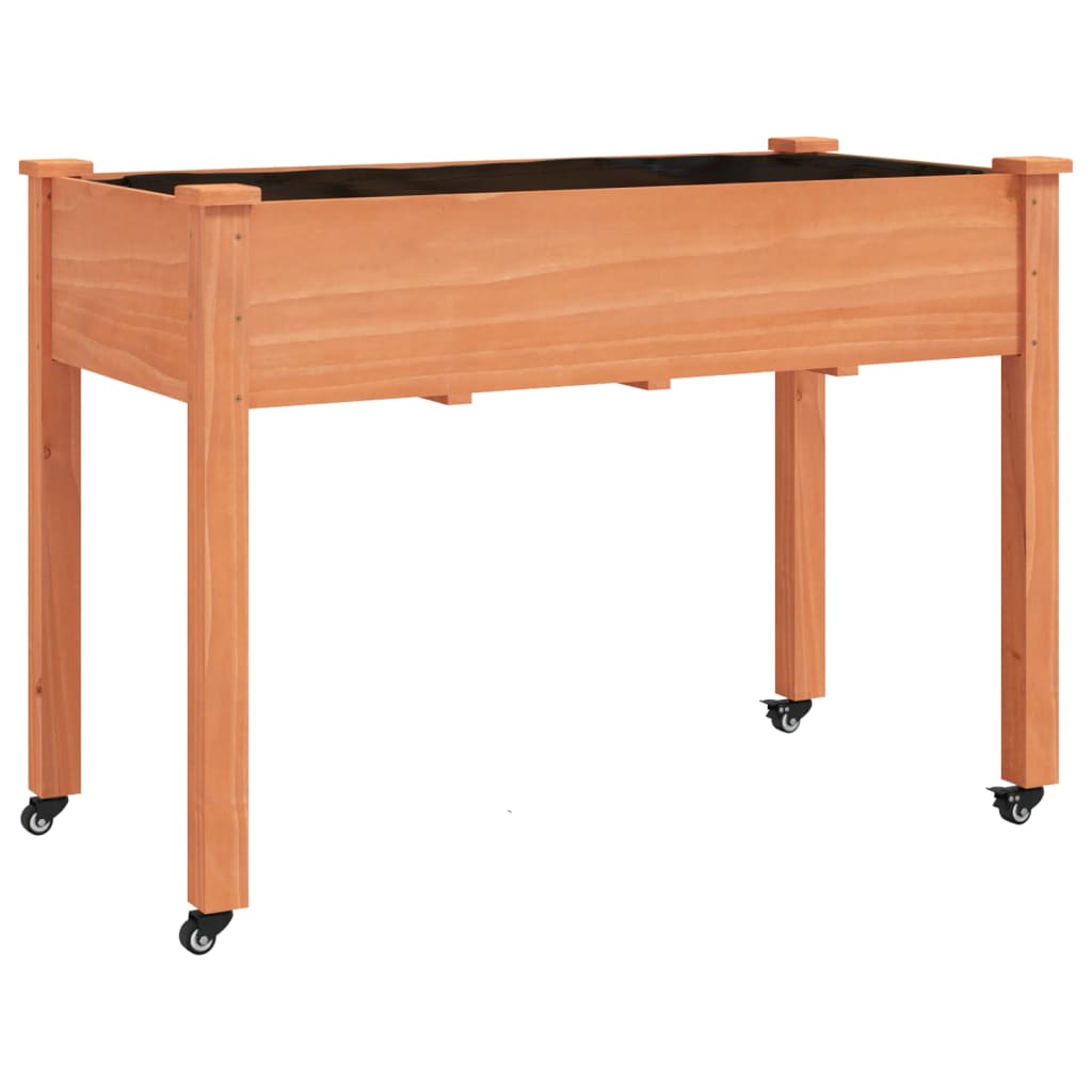 vidaXL Pflanzkübel mit Einsatz und Rollen Braun 118x59x80cm Tannenholz