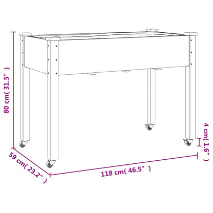 vidaXL Pflanzkübel mit Einsatz und Rollen Braun 118x59x80cm Tannenholz