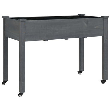 vidaXL Pflanzkübel mit Einsatz und Rollen Grau 118x59x80 cm Tannenholz
