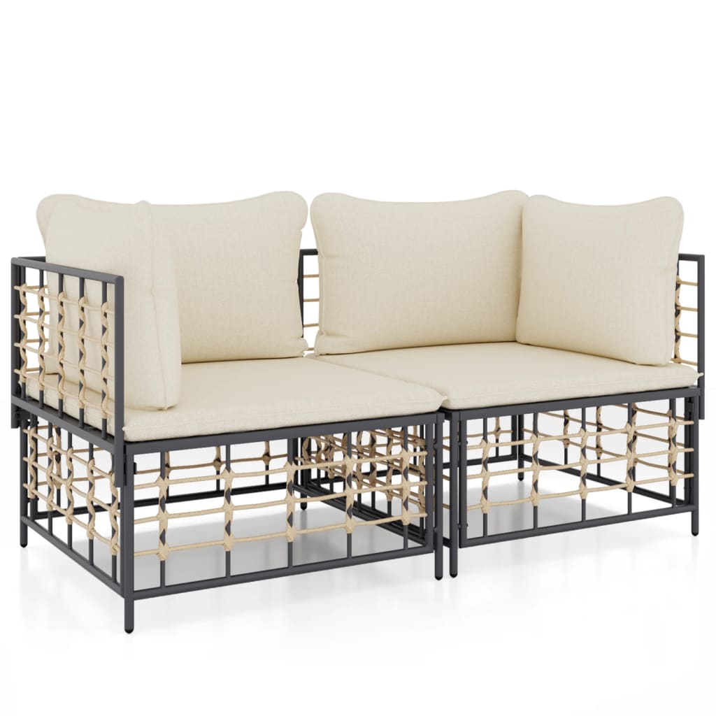 vidaXL Canapés d'angle avec coussins 2 pcs. Modulables résine tressée