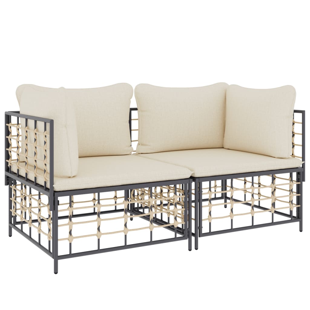 vidaXL Canapés d'angle avec coussins 2 pcs. Modulables résine tressée