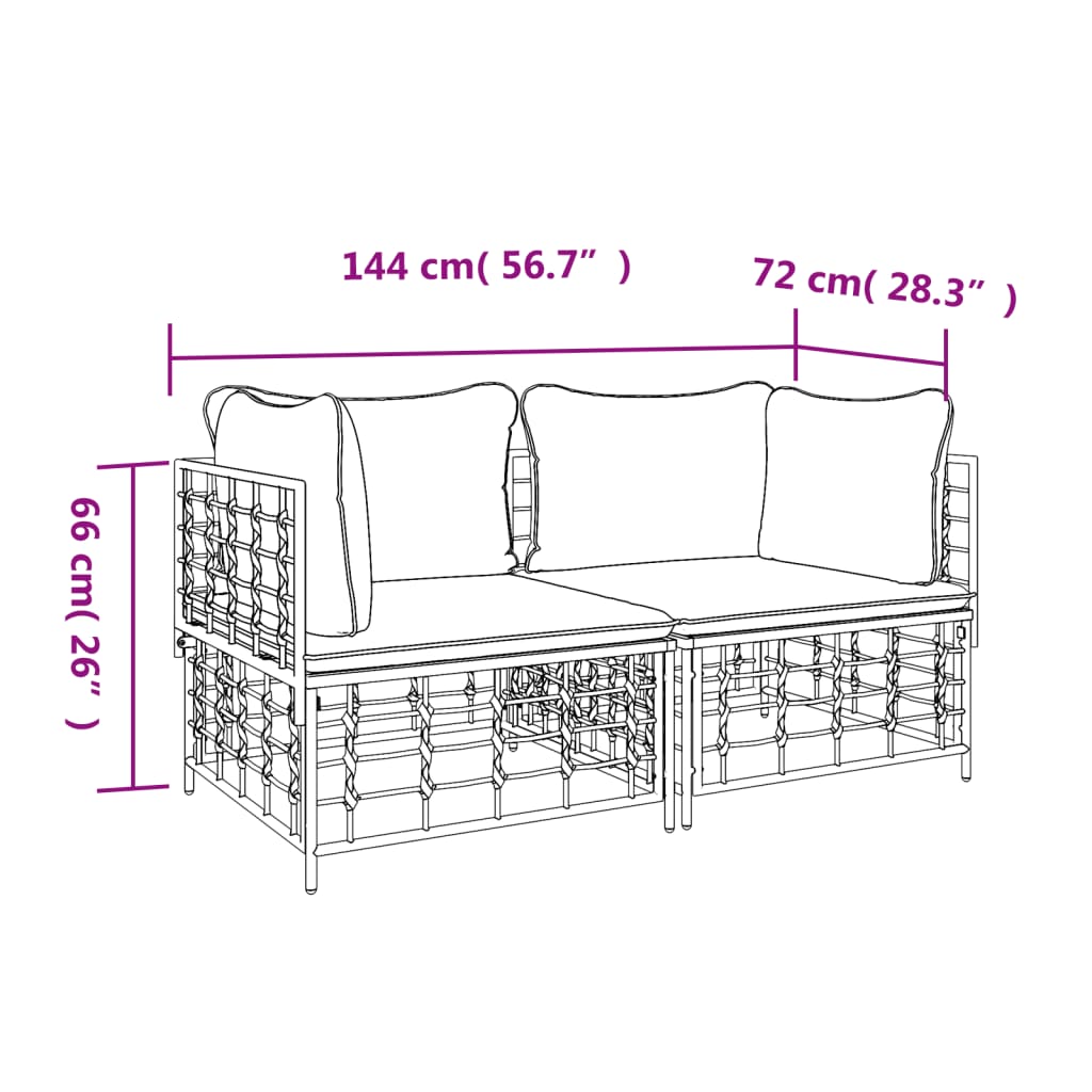 vidaXL Canapés d'angle avec coussins 2 pcs. Modulables résine tressée