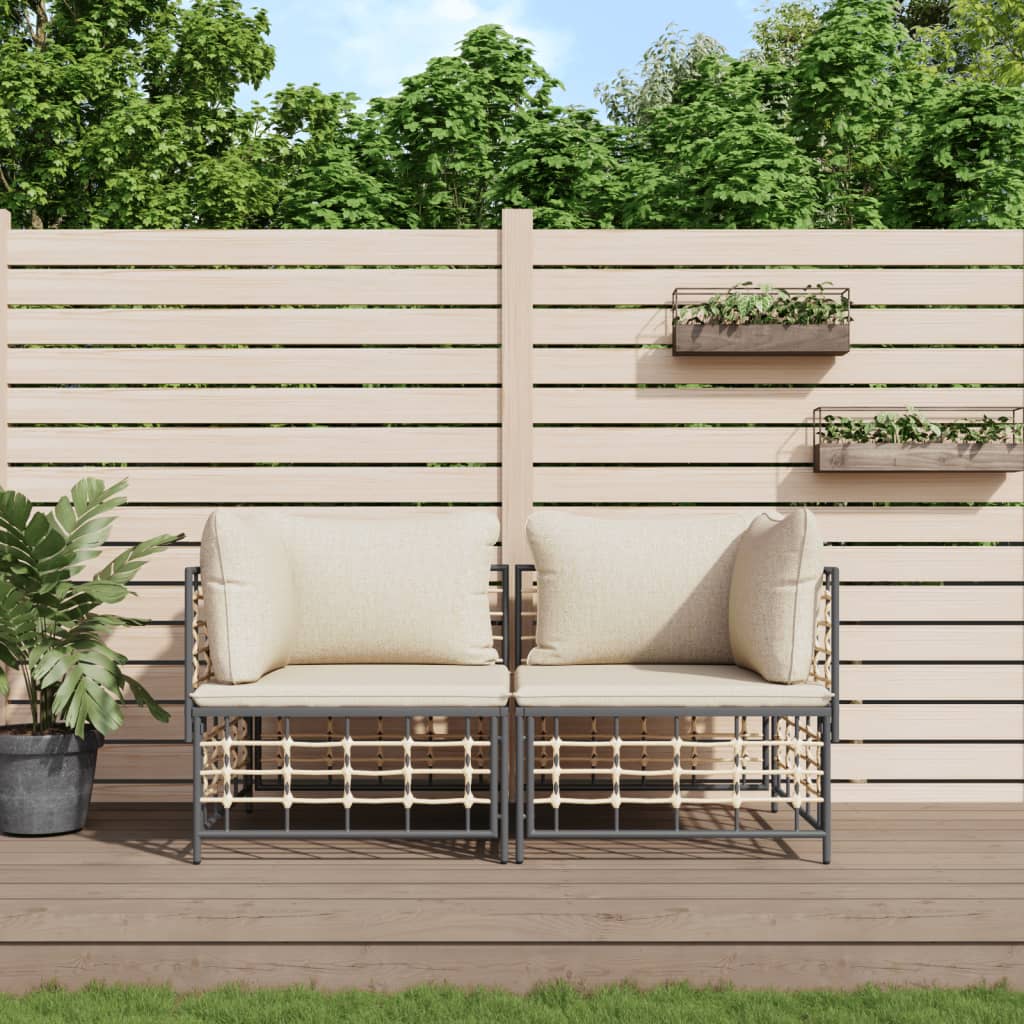 vidaXL Canapés d'angle avec coussins 2 pcs. Modulables résine tressée
