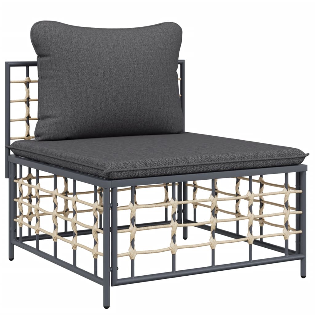 vidaXL Salon de jardin 9 pcs avec coussins anthracite résine tressée