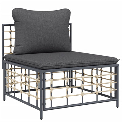 vidaXL Salon de jardin 9 pcs avec coussins anthracite résine tressée