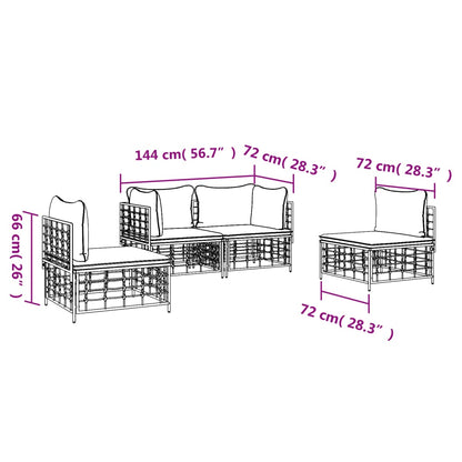 vidaXL Salon de jardin 4 pcs avec coussins anthracite résine tressée
