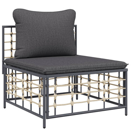 vidaXL Salon de jardin 3 pcs avec coussins Anthracite Résine tressée