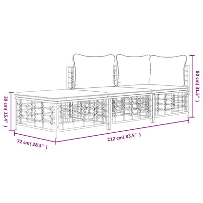 vidaXL Salon de jardin 3 pcs avec coussins Anthracite Résine tressée