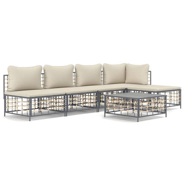 vidaXL Salon de jardin 6 pcs avec coussins Anthracite Résine tressée