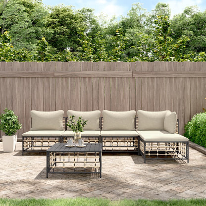 vidaXL Salon de jardin 6 pcs avec coussins Anthracite Résine tressée