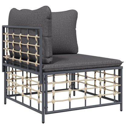 vidaXL Salon de jardin 6 pcs avec coussins Anthracite Résine tressée