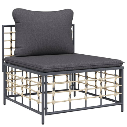 vidaXL 4-tlg. Garten-Lounge-Set mit Kissen Anthrazit Poly Rattan