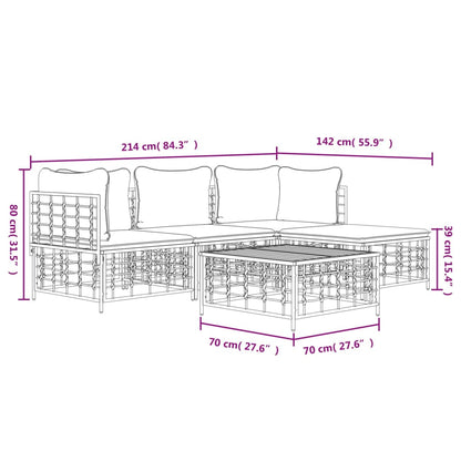 vidaXL 4-tlg. Garten-Lounge-Set mit Kissen Anthrazit Poly Rattan
