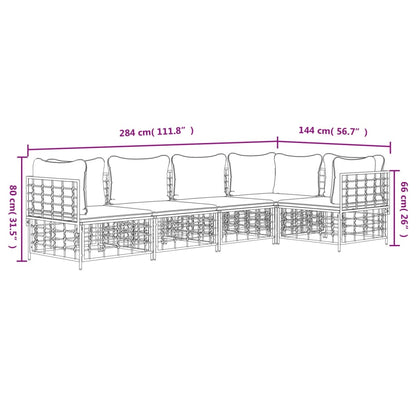 vidaXL Salon de jardin 5 pcs avec coussins anthracite résine tressée
