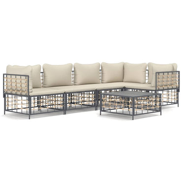 vidaXL Salon de jardin 6 pcs avec coussins Anthracite Résine tressée