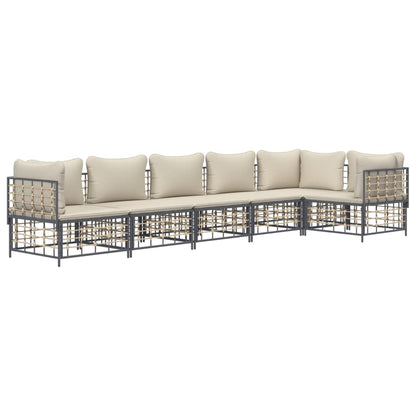 vidaXL Salon de jardin 6 pcs avec coussins Anthracite Résine tressée