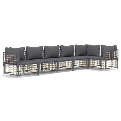 vidaXL Salon de jardin 6 pcs avec coussins Anthracite Résine tressée