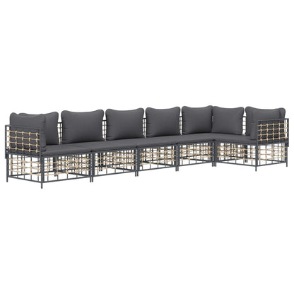 vidaXL Salon de jardin 6 pcs avec coussins Anthracite Résine tressée