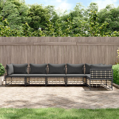 vidaXL Salon de jardin 6 pcs avec coussins Anthracite Résine tressée