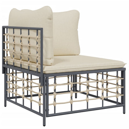 vidaXL Salon de jardin 7 pièces avec coussins anthracite résine tressée