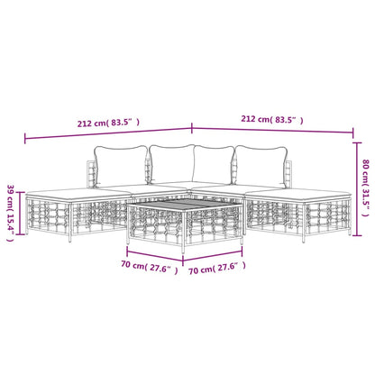 vidaXL Salon de jardin 6 pcs avec coussins Anthracite Résine tressée