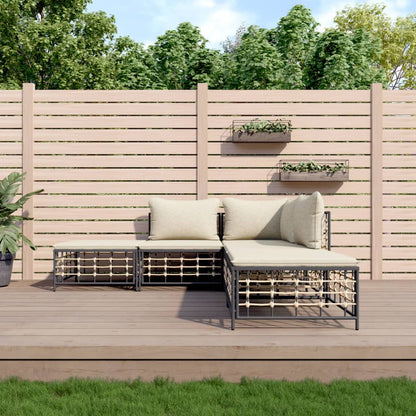 vidaXL Salon de jardin 5 pcs avec coussins anthracite résine tressée