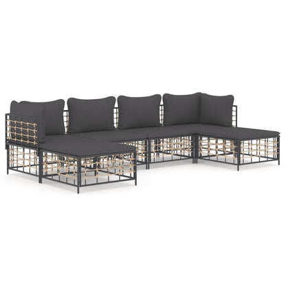 vidaXL Salon de jardin 6 pcs avec coussins Anthracite Résine tressée