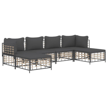 vidaXL Salon de jardin 6 pcs avec coussins Anthracite Résine tressée